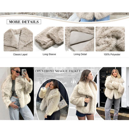 Elevate Your Winter Wardrobe with the Buenoble Women's Brown Faux Fur Coat - Chic, Warm, and Stylish Short Jacket with Fluffy Collar and Pockets