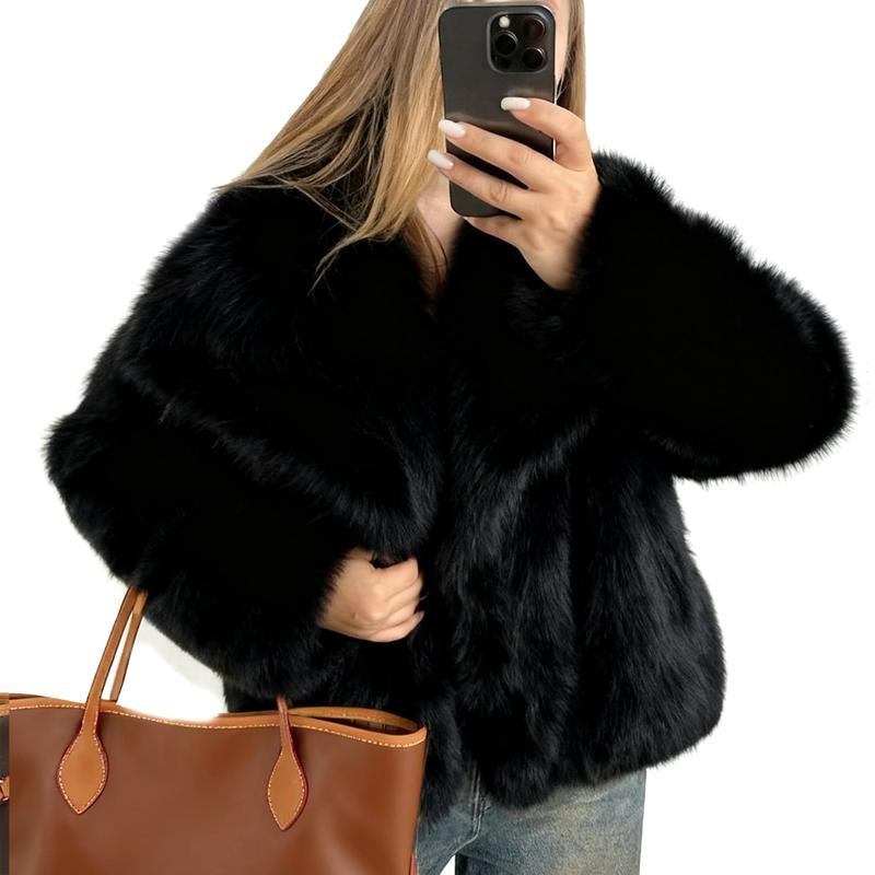 Elevate Your Winter Wardrobe with the Buenoble Women's Brown Faux Fur Coat - Chic, Warm, and Stylish Short Jacket with Fluffy Collar and Pockets