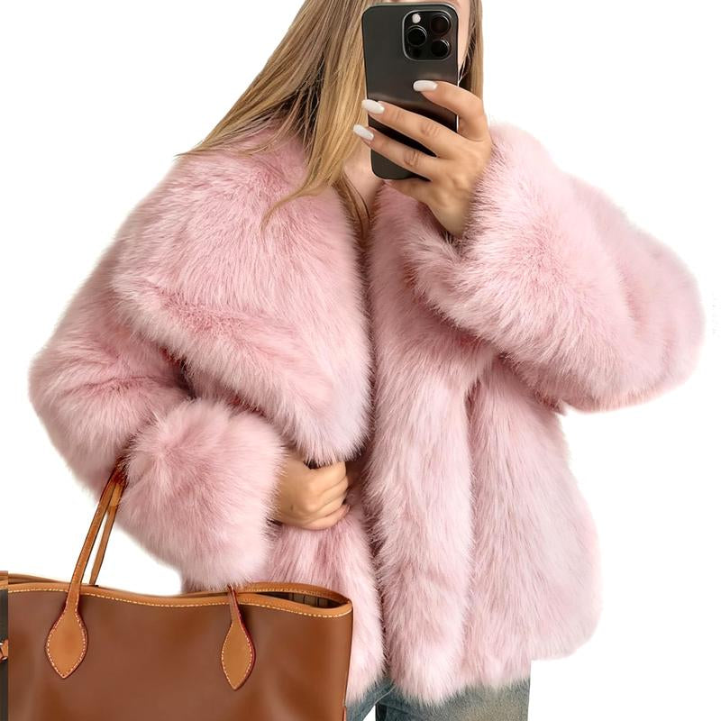 Elevate Your Winter Wardrobe with the Buenoble Women's Brown Faux Fur Coat - Chic, Warm, and Stylish Short Jacket with Fluffy Collar and Pockets