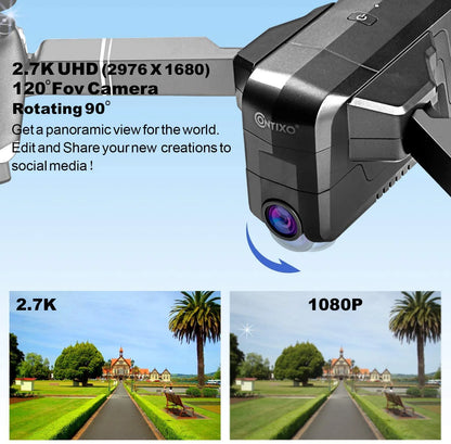 F24 Pro 4K UHD Aerial Drone Skins W/ GPS, 30-Min Flight, Foldable Mini Drone, Brushless Motors, FPV, Wi-Fi, RC Quadcopter, Carrying Case, Black