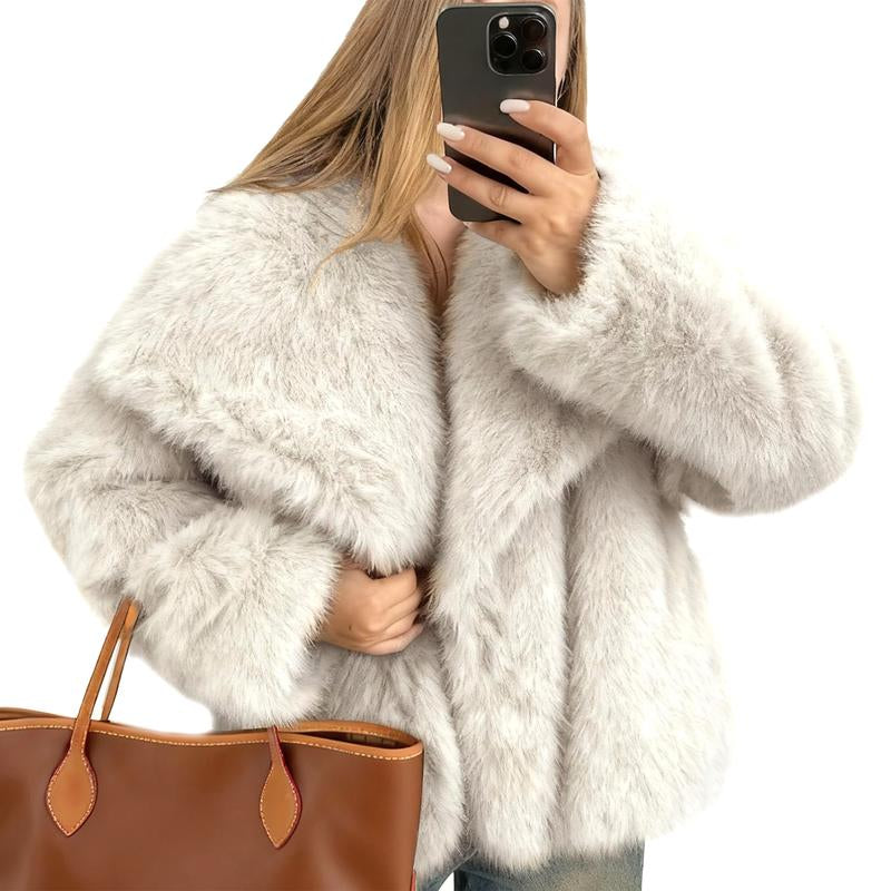 Elevate Your Winter Wardrobe with the Buenoble Women's Brown Faux Fur Coat - Chic, Warm, and Stylish Short Jacket with Fluffy Collar and Pockets