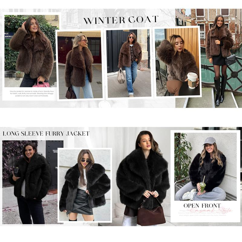 Elevate Your Winter Wardrobe with the Buenoble Women's Brown Faux Fur Coat - Chic, Warm, and Stylish Short Jacket with Fluffy Collar and Pockets