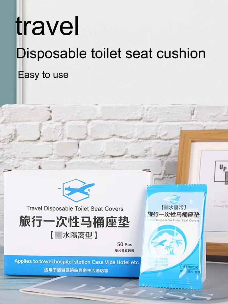 50Pcs Eco-Friendly Disposable Toilet Seat Covers - Waterproof, Non-Slip, and Individually Wrapped for Ultimate Hygiene on the Go