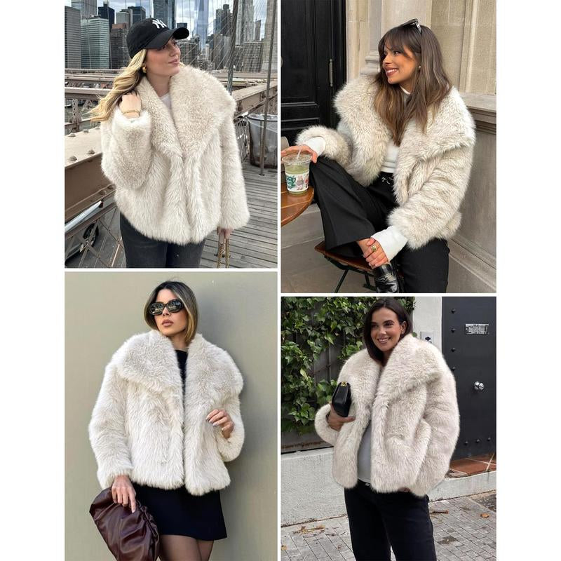 Elevate Your Winter Wardrobe with the Buenoble Women's Brown Faux Fur Coat - Chic, Warm, and Stylish Short Jacket with Fluffy Collar and Pockets