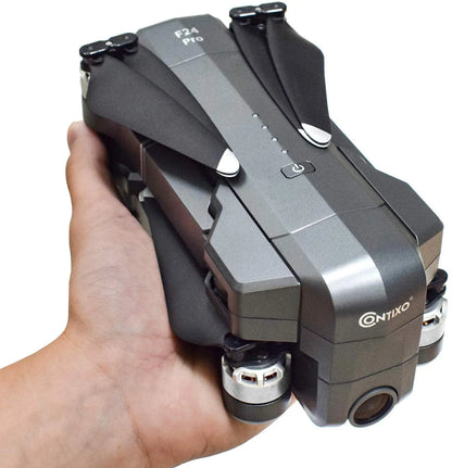 F24 Pro 4K UHD Aerial Drone Skins W/ GPS, 30-Min Flight, Foldable Mini Drone, Brushless Motors, FPV, Wi-Fi, RC Quadcopter, Carrying Case, Black