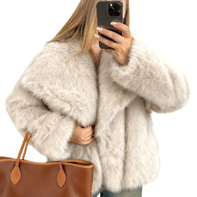 Elevate Your Winter Wardrobe with the Buenoble Women's Brown Faux Fur Coat - Chic, Warm, and Stylish Short Jacket with Fluffy Collar and Pockets