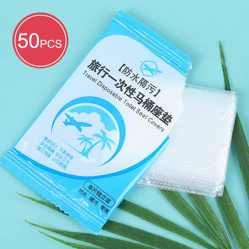 50Pcs Eco-Friendly Disposable Toilet Seat Covers - Waterproof, Non-Slip, and Individually Wrapped for Ultimate Hygiene on the Go