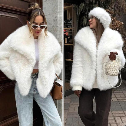 Elevate Your Winter Wardrobe with the Buenoble Women's Brown Faux Fur Coat - Chic, Warm, and Stylish Short Jacket with Fluffy Collar and Pockets
