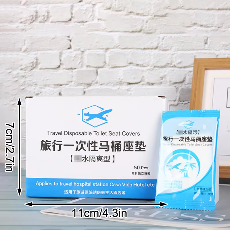 50Pcs Eco-Friendly Disposable Toilet Seat Covers - Waterproof, Non-Slip, and Individually Wrapped for Ultimate Hygiene on the Go