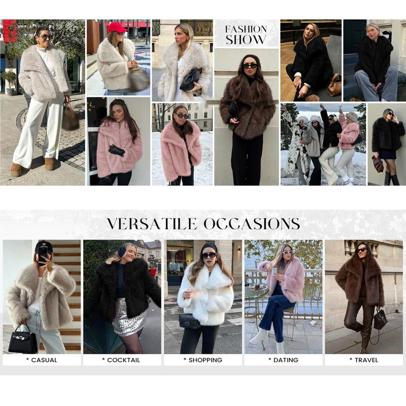 Elevate Your Winter Wardrobe with the Buenoble Women's Brown Faux Fur Coat - Chic, Warm, and Stylish Short Jacket with Fluffy Collar and Pockets